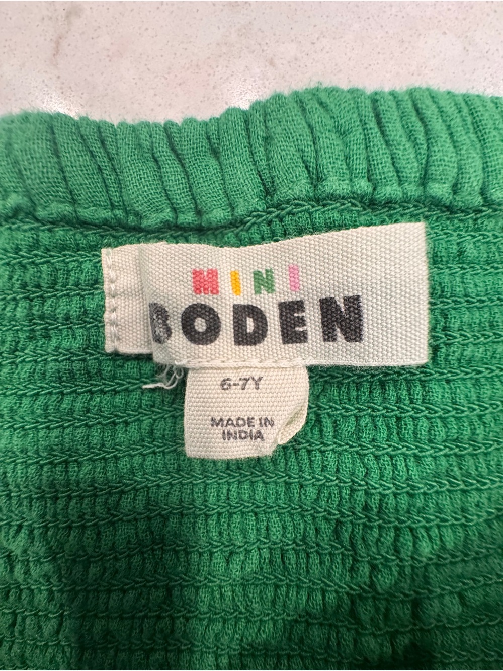 Mini Boden Green Embroidered Square-Neck Dress - Picture 5 of 7